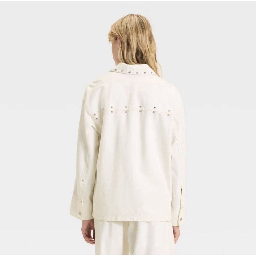 NWT Women's Studded Chore Denim Jacket - Universal Thread White Size L - Picture 5 of 17